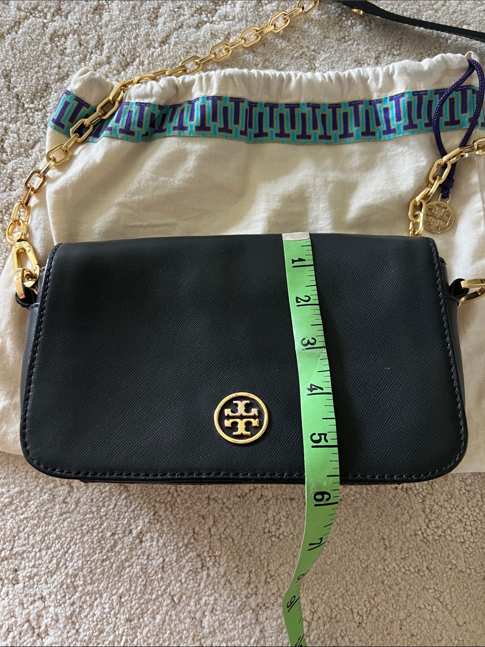 Tory Burch Black Leather Crossbody with Gold Chain Accent - Picture 8 of 8